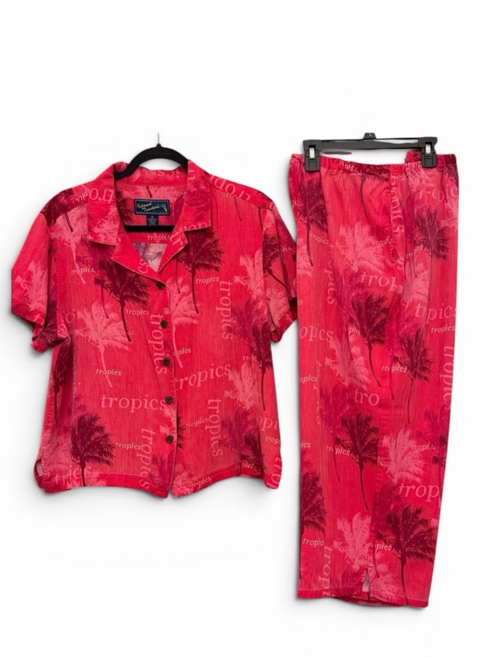 Island Traders Tropical Lounge Set | Button-Up Top + Pants | Vacation Vibes 🌺XL